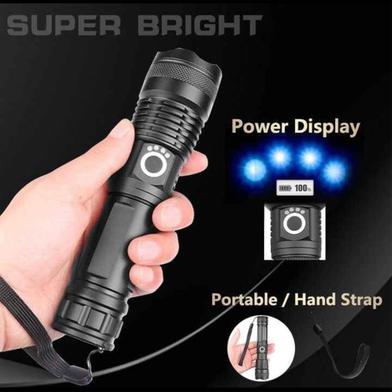 Picture of High Lumens LED XHP50 Tactical Flashlights with Rechargeable Battery Waterproof Zoomable Super Bright Torch Light