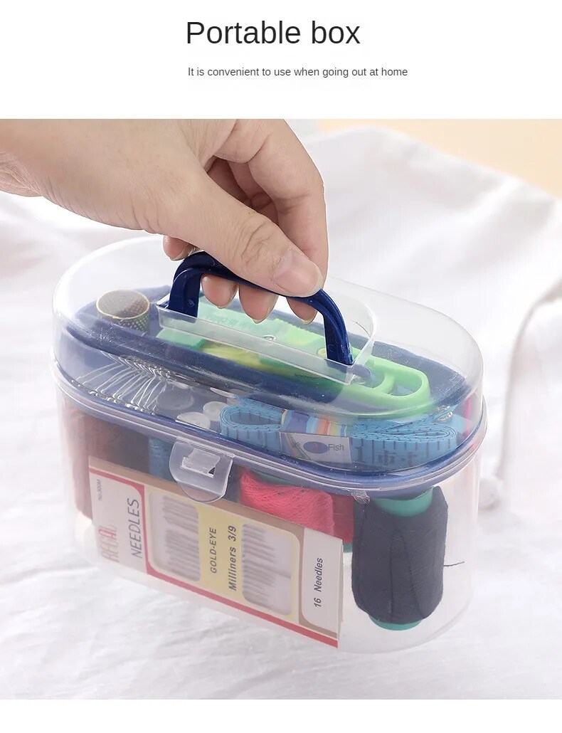 Picture of Sewing Kit Box || Sewing Basket Organizer with Needles and Kit - Large needle boxes, ten lines, needle a measuring tape, scissors, Ershao, pins, buttons