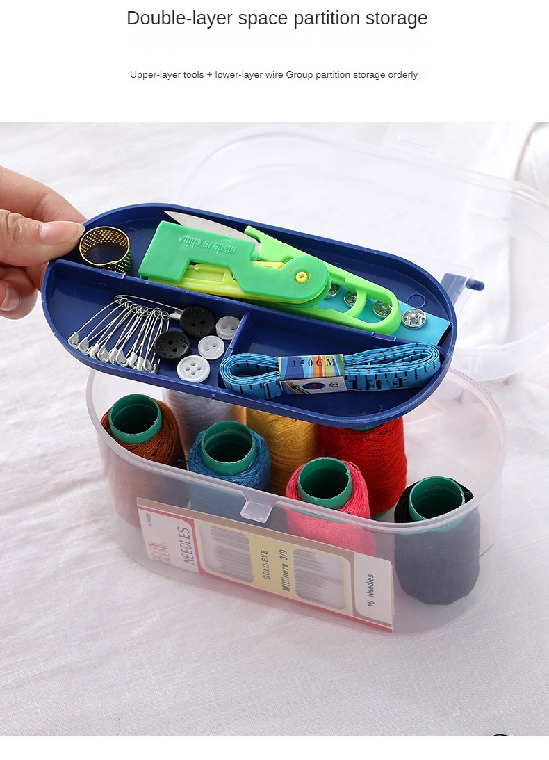 Picture of Sewing Kit Box || Sewing Basket Organizer with Needles and Kit - Large needle boxes, ten lines, needle a measuring tape, scissors, Ershao, pins, buttons