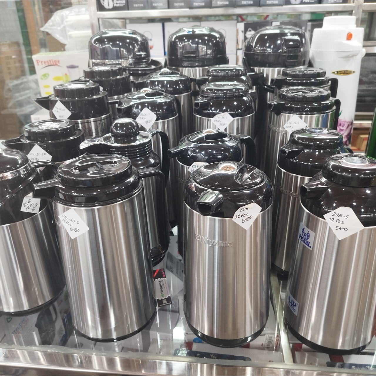 Picture of Premium Quality Double Wall Glass Refill Inner Vacuum Flask Hand Pressing Pressure Pump Jug Airpot Tea Coffee Pot