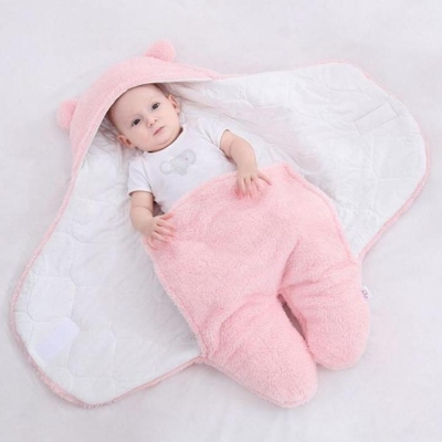 Picture of Baby Sleeping Bag Ultra-Soft Fluffy Fleece Newborn Receiving Blanket Infant Boys Girls Clothe Sleeping Nursery Wrap Swaddle