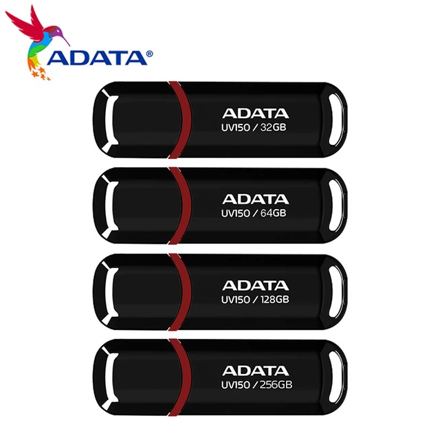 Picture of ADATA USB 3.2 Pen Drive High Speed 100MB/S 256GB 128GB 64GB 32GB Flash Memory UV150 Black Portable Pendrive for Desktop Laptop