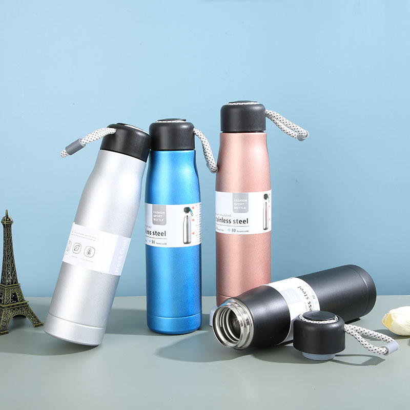 Picture of Men's and women's stainless steel insulated water bottles for outdoor sports, large capacity rope lifting knight cups || Vacuum Flasks & Thermoses