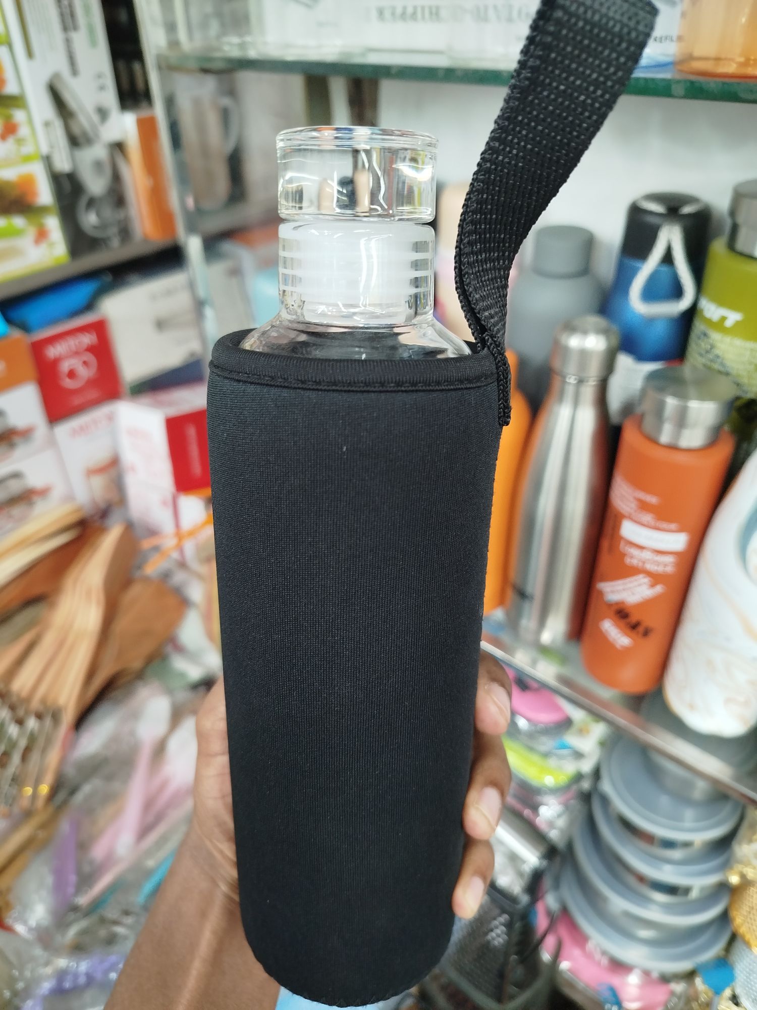 Picture of 500/750ml Large Capacity Glass Water Bottle with Time Marker Cover for Water Drink Transparent Milk Juice Cup Simple Cup Gift