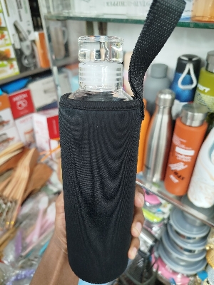 Picture of 500/750ml Large Capacity Glass Water Bottle with Time Marker Cover for Water Drink Transparent Milk Juice Cup Simple Cup Gift