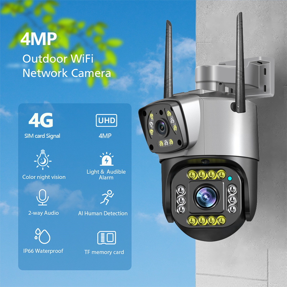 Picture of 4G Duel Lens Waterproof Outdoor WIFI IP Camera, V380-V-10 pro Dual Lens Smart Home Security CCTV Wireless WIFI IP Camera