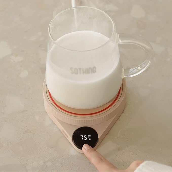 Picture of Xiaomi Sothing Heating Coaster Adjustable Temperature Digital Display Electric Hot Plate 3 Gear Heating Pad || Electric Waterproof Touch Cup Warmer Heating Mat Pad Heater Coffee Warmer Plate for Tea Coffee Milk Home Office