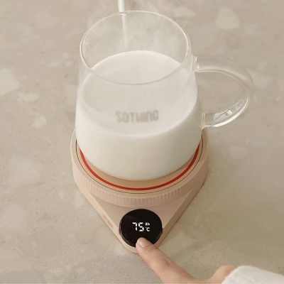 Picture of Xiaomi Sothing Heating Coaster Adjustable Temperature Digital Display Electric Hot Plate 3 Gear Heating Pad || Electric Waterproof Touch Cup Warmer Heating Mat Pad Heater Coffee Warmer Plate for Tea Coffee Milk Home Office
