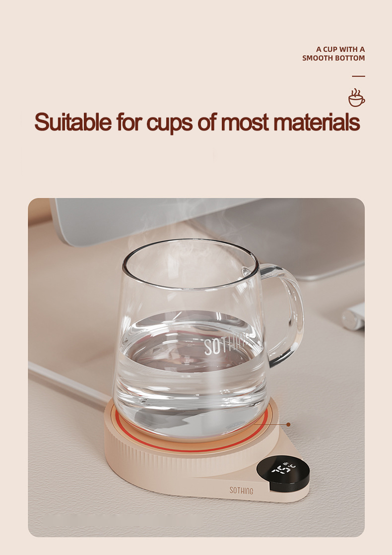 Picture of Xiaomi Sothing Heating Coaster Adjustable Temperature Digital Display Electric Hot Plate 3 Gear Heating Pad || Electric Waterproof Touch Cup Warmer Heating Mat Pad Heater Coffee Warmer Plate for Tea Coffee Milk Home Office