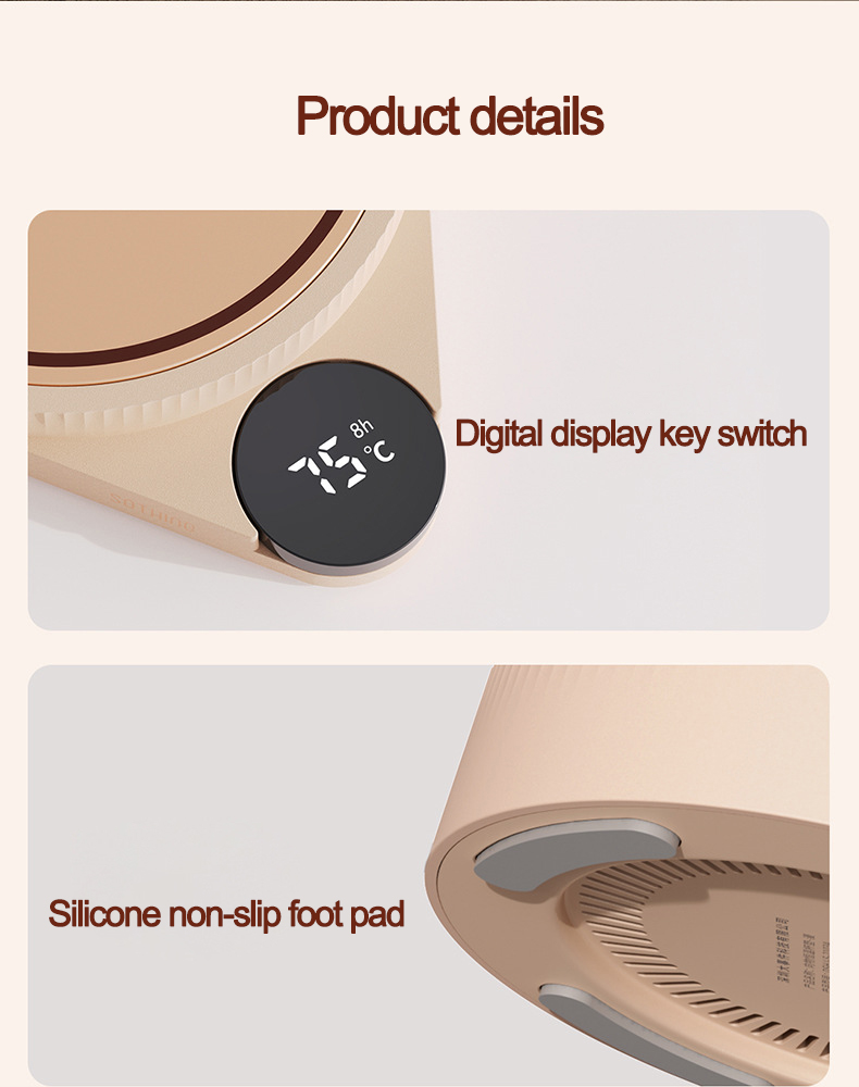 Picture of Xiaomi Sothing Heating Coaster Adjustable Temperature Digital Display Electric Hot Plate 3 Gear Heating Pad || Electric Waterproof Touch Cup Warmer Heating Mat Pad Heater Coffee Warmer Plate for Tea Coffee Milk Home Office