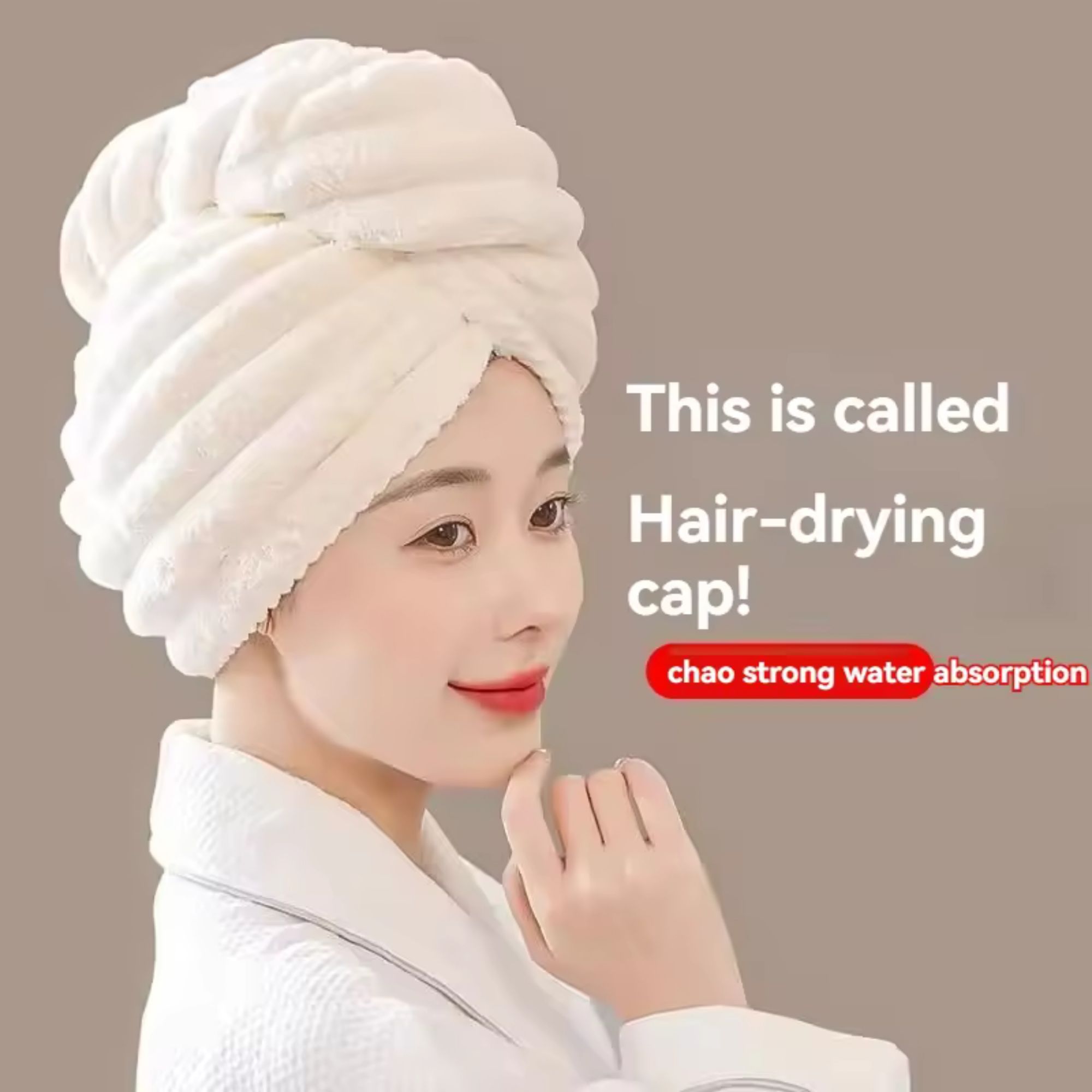 Picture of Coral Velvet Windbreaker Hat Super Absorbent Hat Thickened Super Absorbent Quick Drying Towel Drying Hat Double Layer Shower cap