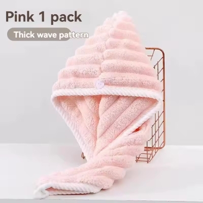 Picture of Coral Velvet Windbreaker Hat Super Absorbent Hat Thickened Super Absorbent Quick Drying Towel Drying Hat Double Layer Shower cap