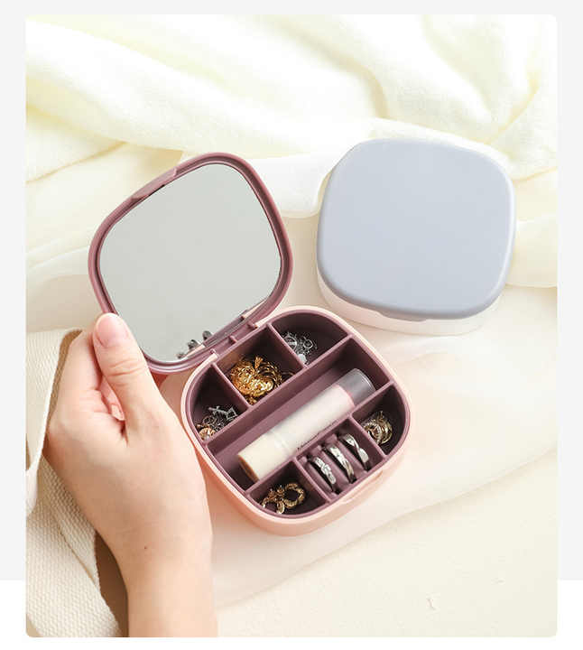 Picture of Portable Jewelry Storage Box Travel Jewelry Box Lipstick Necklace Stud Earrings Multifunctional Jewelry Box