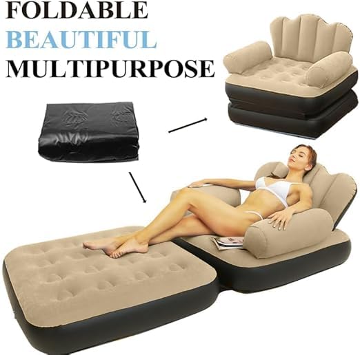 Picture of Multifunctional Camping Bed with free Electric Auto Pumper | Inflatable Sofa with L-Shaped Armrest | Outdoor Adult Lazy Sofa Inflatable Bed | Air Couch Flock -PVC Convenient Foldable Recliner Bed | Inflatable Chair