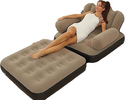 Picture of Multifunctional Camping Bed with free Electric Auto Pumper | Inflatable Sofa with L-Shaped Armrest | Outdoor Adult Lazy Sofa Inflatable Bed | Air Couch Flock -PVC Convenient Foldable Recliner Bed | Inflatable Chair