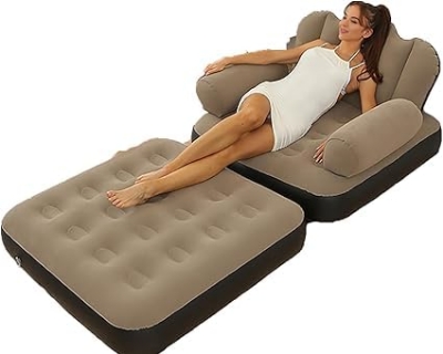 Picture of Multifunctional Camping Bed with free Electric Auto Pumper | Inflatable Sofa with L-Shaped Armrest | Outdoor Adult Lazy Sofa Inflatable Bed | Air Couch Flock -PVC Convenient Foldable Recliner Bed | Inflatable Chair