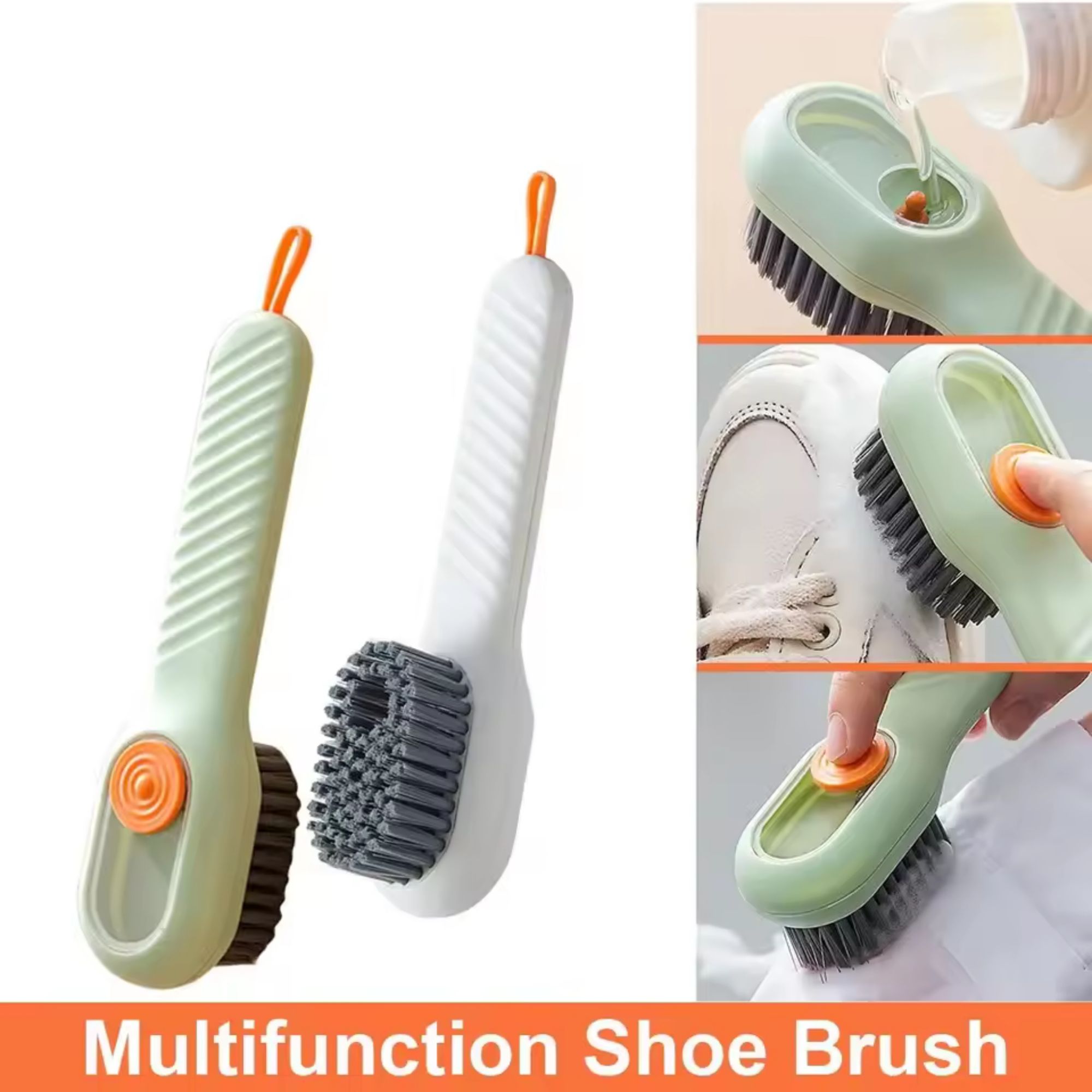 Picture of Multifunction Cleaning Shoe Brush Soft Automatic Liquid Shoe Brush Long Handle Clothes Soap Brush With Hook Clean Tool