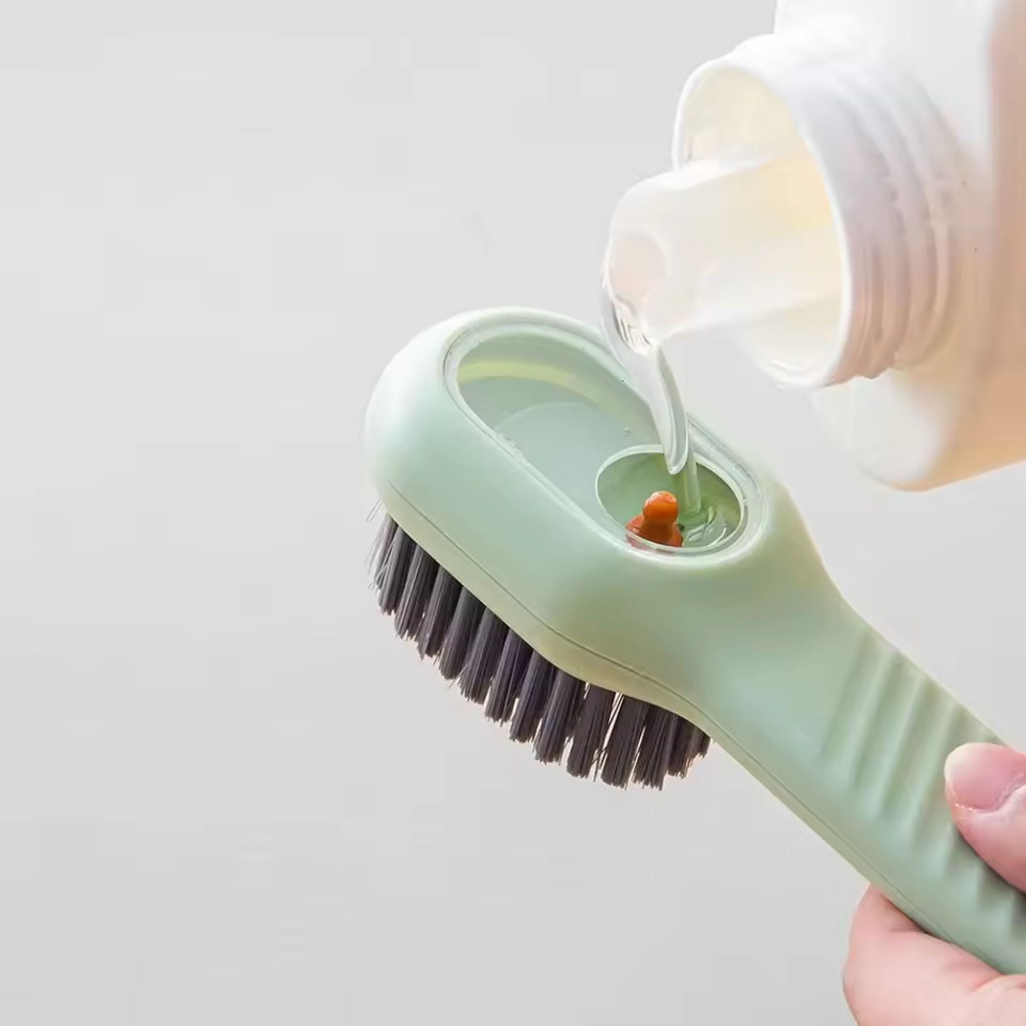 Picture of Multifunction Cleaning Shoe Brush Soft Automatic Liquid Shoe Brush Long Handle Clothes Soap Brush With Hook Clean Tool