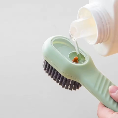 Picture of Multifunction Cleaning Shoe Brush Soft Automatic Liquid Shoe Brush Long Handle Clothes Soap Brush With Hook Clean Tool