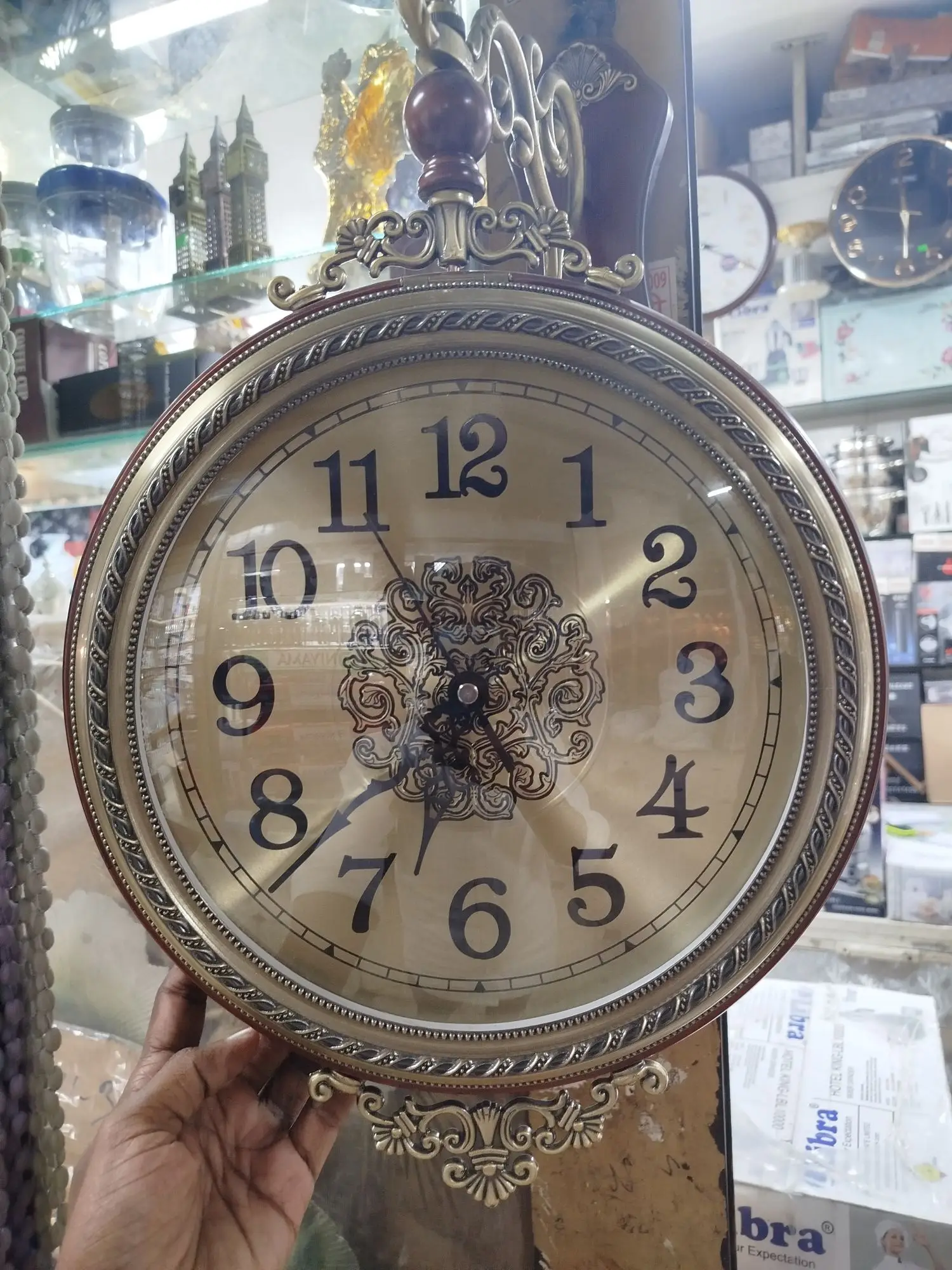 Picture of Luxury Double-Sided Decorative Wall Clock - A Classic Round Vintage-Style Handmade Wall Clock, Suitable for Living Room, Kitchen, and Office,  Gift Item