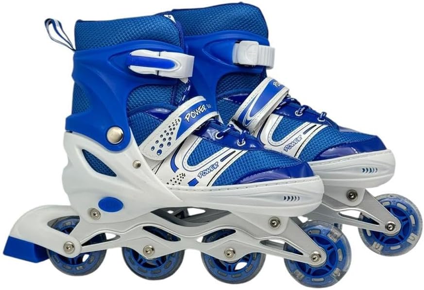 Picture of Adjustable Inline Roller Skating Shoes 4 wheels 1 Pair - M-(34-38) L-(39-43) || Adjustable Roller Skates, Can Convert from Inline Skates to 3 Wheel Roller Skates for Indoor Outdoor Beginners Kids Teens