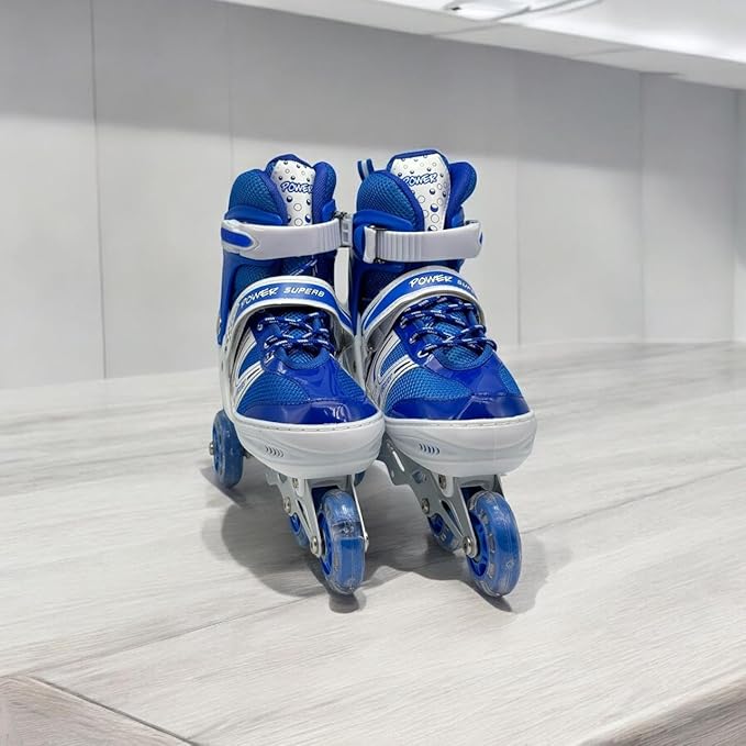 Picture of Adjustable Inline Roller Skating Shoes 4 wheels 1 Pair - M-(34-38) L-(39-43) || Adjustable Roller Skates, Can Convert from Inline Skates to 3 Wheel Roller Skates for Indoor Outdoor Beginners Kids Teens