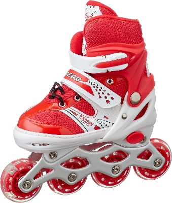 Picture of Adjustable Inline Roller Skating Shoes 4 wheels 1 Pair - M-(34-38) L-(39-43) || Adjustable Roller Skates, Can Convert from Inline Skates to 3 Wheel Roller Skates for Indoor Outdoor Beginners Kids Teens