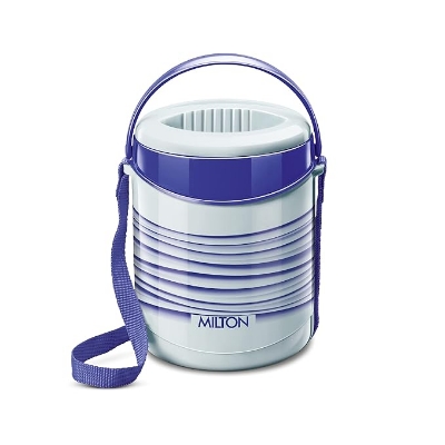 Picture of Milton Econo-3 Tiffin Box - Insulated, Hot & Cold Leak-Proof Lunch Box for Office, College, Picnic, Blue