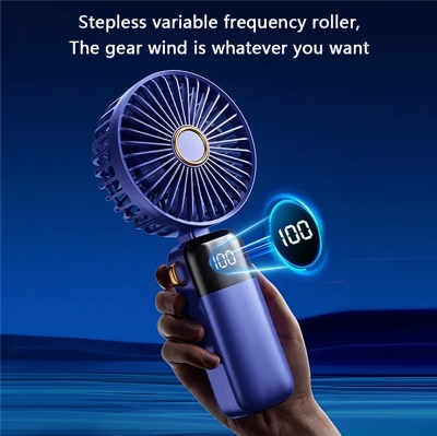 Picture of Portable Mini USB Fan - Portable Fan, Rechargeable Fan, 5 Speeds Personal Fan with Base, Digital Display, Desk Fan for Outdoor