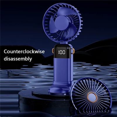Picture of Portable Mini USB Fan - Portable Fan, Rechargeable Fan, 5 Speeds Personal Fan with Base, Digital Display, Desk Fan for Outdoor