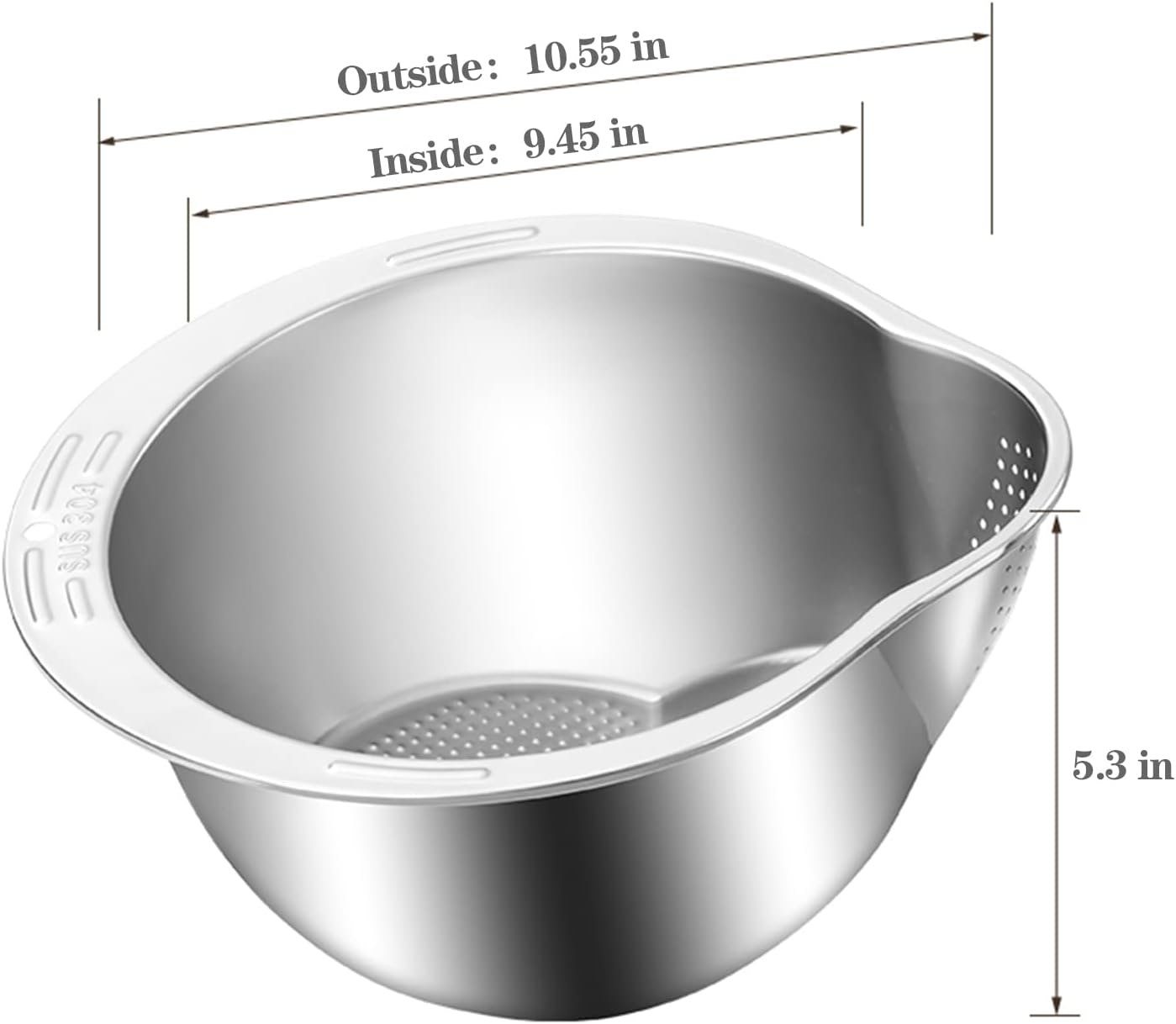 Picture of Stainless Steel Rice Washing Bowl / Colander – 304 Stainless Steel Rice Sharpener Bowl