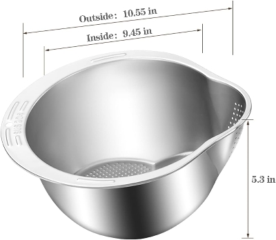 Picture of Stainless Steel Rice Washing Bowl / Colander – 304 Stainless Steel Rice Sharpener Bowl