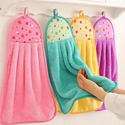 Picture of Water Absorbing and Non Hair Wipe Bathroom Supplies Soft Hanging Hand Towel Thickened,Absorbent Hand Towel,Kitchen hand towels