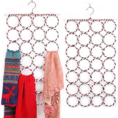 Picture of Scarf Shawl Scarves Holder Foldable Tie Belt Hook Organizer Rattan Weave Hanger Wardrobe Storage Holder Display Rack , Clothing Organizer , Rings scarf Hanger, Hijab Hanger for Women