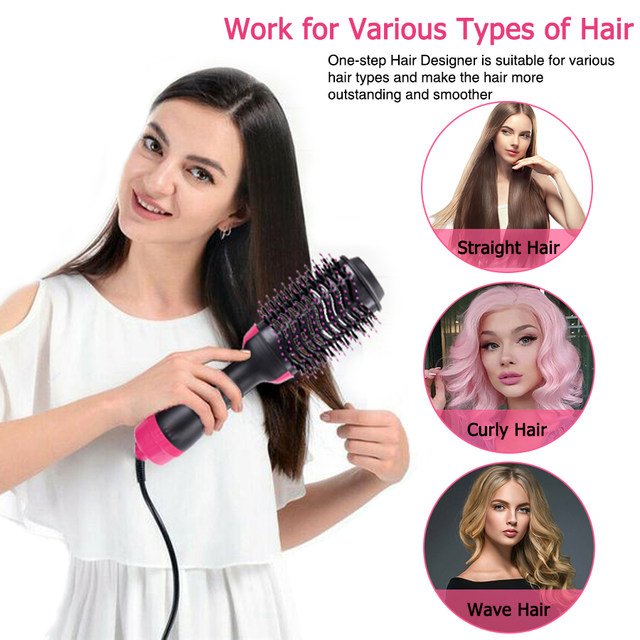 Picture of 4 in 1 Hair Dryer & Styler, Hair Dryer Hot Air Brush Styler & Volumizer One Step Hair Straightener Curler Electric Blow Dryer Brush Wet And Dry Used