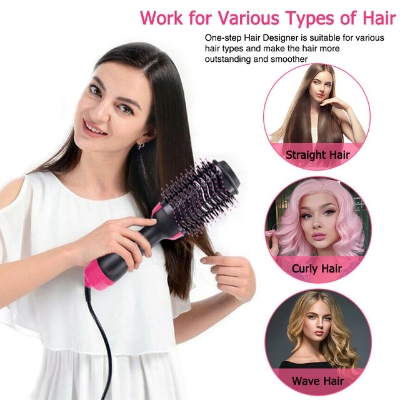 Picture of 4 in 1 Hair Dryer & Styler, Hair Dryer Hot Air Brush Styler & Volumizer One Step Hair Straightener Curler Electric Blow Dryer Brush Wet And Dry Used