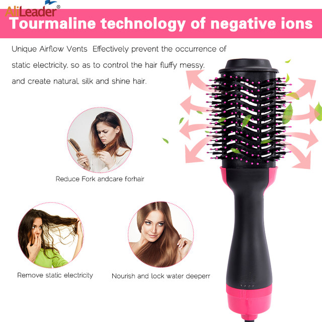 Picture of 4 in 1 Hair Dryer & Styler, Hair Dryer Hot Air Brush Styler & Volumizer One Step Hair Straightener Curler Electric Blow Dryer Brush Wet And Dry Used