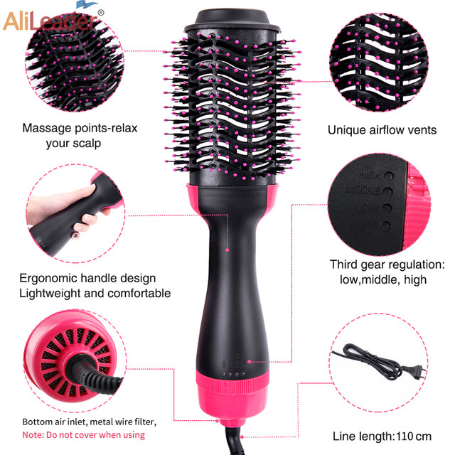 Picture of 4 in 1 Hair Dryer & Styler, Hair Dryer Hot Air Brush Styler & Volumizer One Step Hair Straightener Curler Electric Blow Dryer Brush Wet And Dry Used
