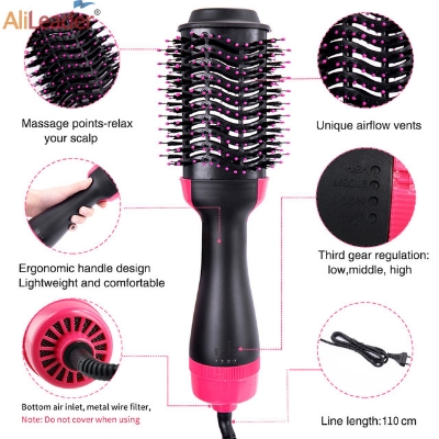 Picture of 4 in 1 Hair Dryer & Styler, Hair Dryer Hot Air Brush Styler & Volumizer One Step Hair Straightener Curler Electric Blow Dryer Brush Wet And Dry Used