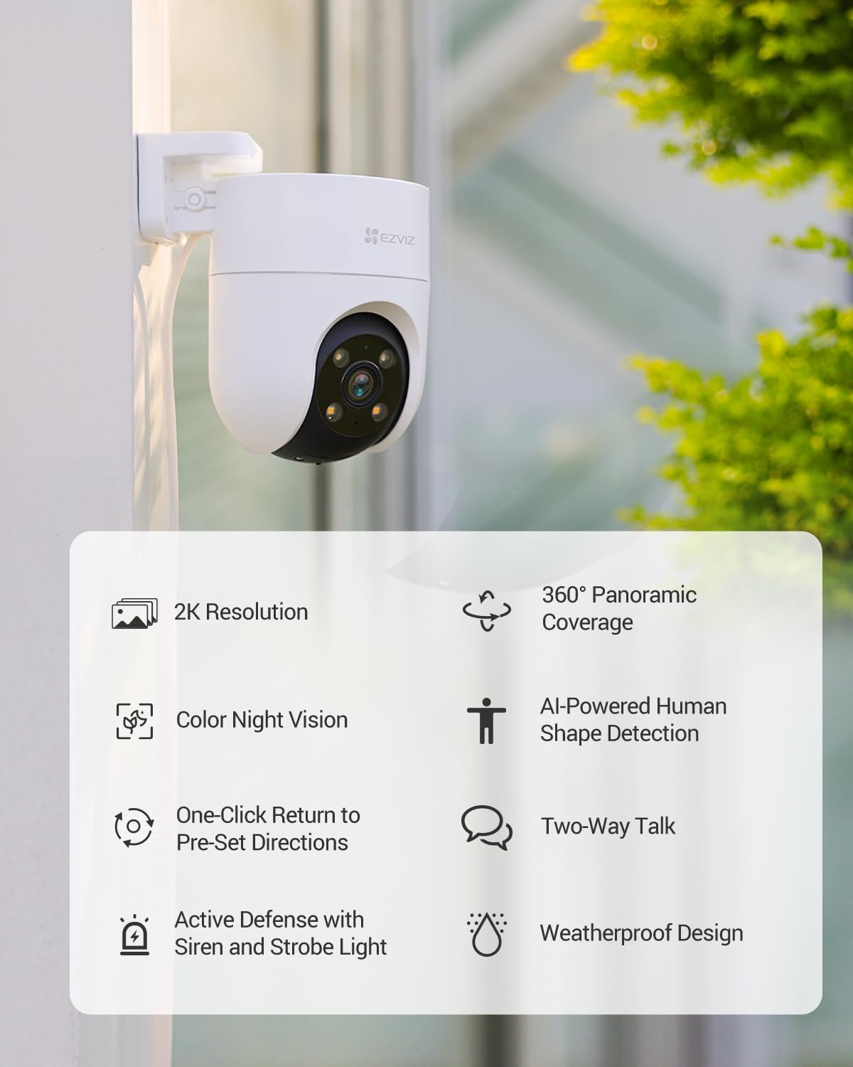 Picture of EZVIZ Outdoor Security Camera, 3MP 2K, Pan/Tilt WiFi Camera, CCTV Camera, Color Night Vision, Auto-Tracking, Human Detection, 2-Way Talk, SD Card, H8C