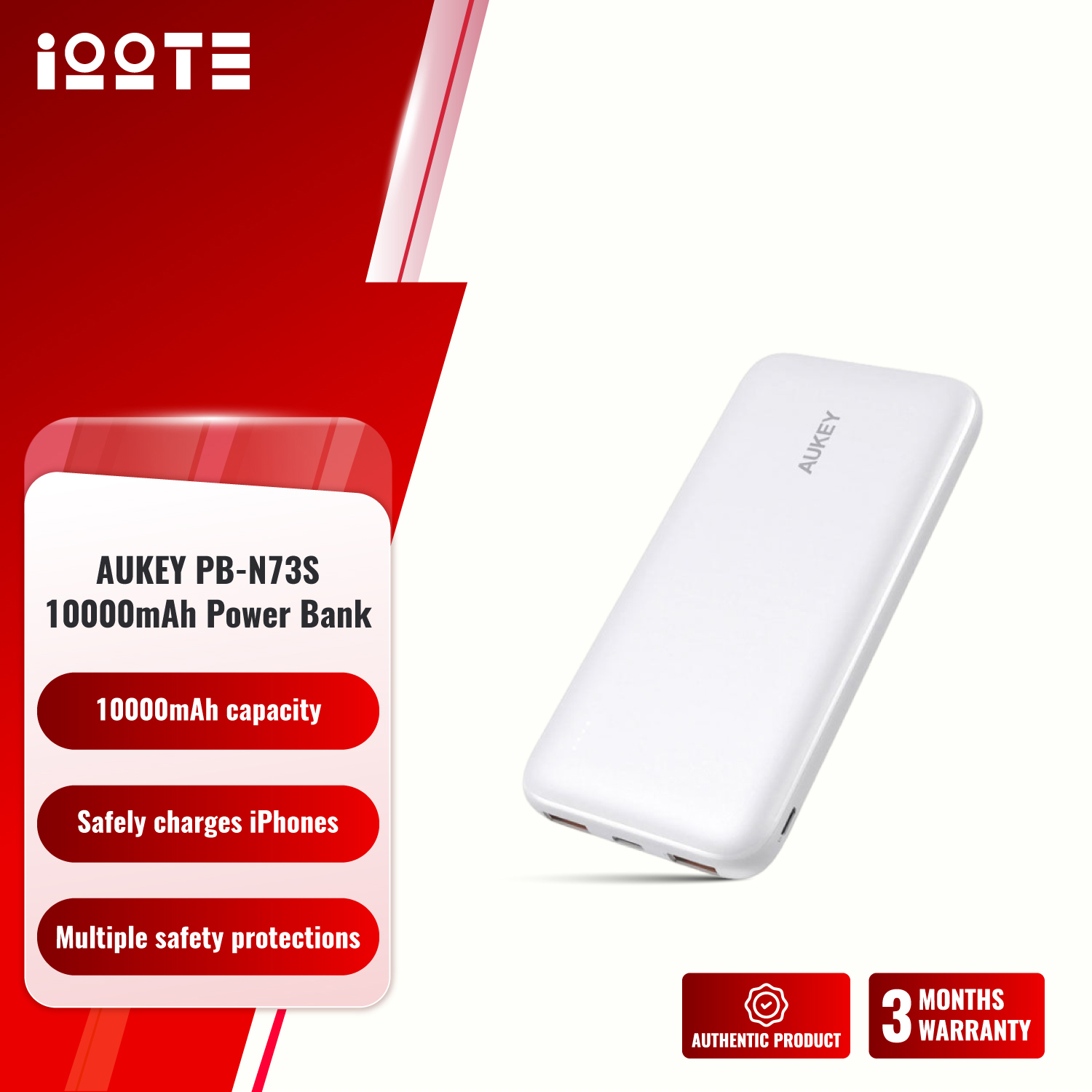 AUKEY [Germany] 🇩🇪 PB-N73S Basix Slim 10000mAh Ultra-Thin Power Bank with 18W PD  iOOTEonline shop bangladeshothoba.com