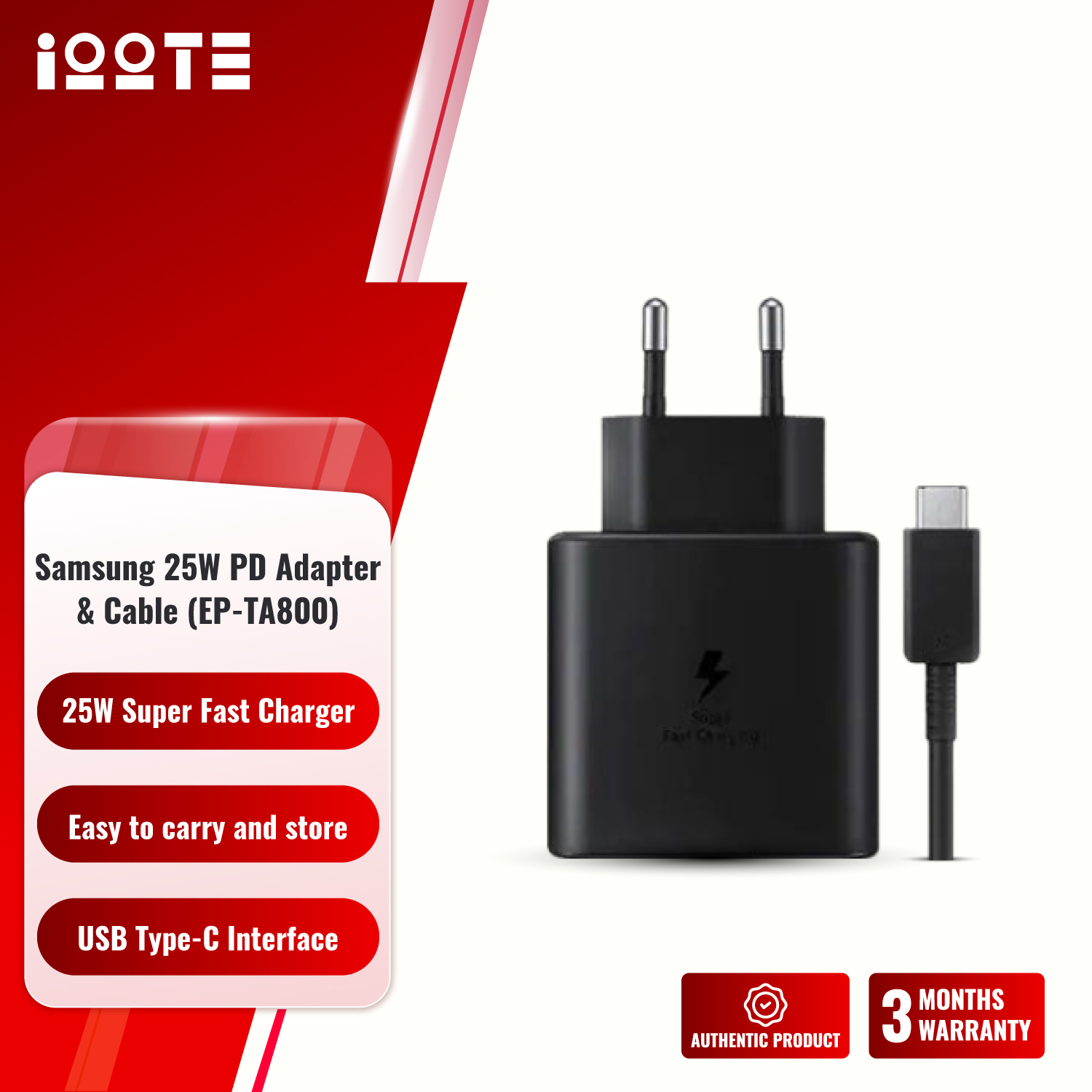 Samsung 25W Super Fast Charging PD Adapter with Cable (EP-TA800)  iOOTEonline shop bangladeshothoba.com