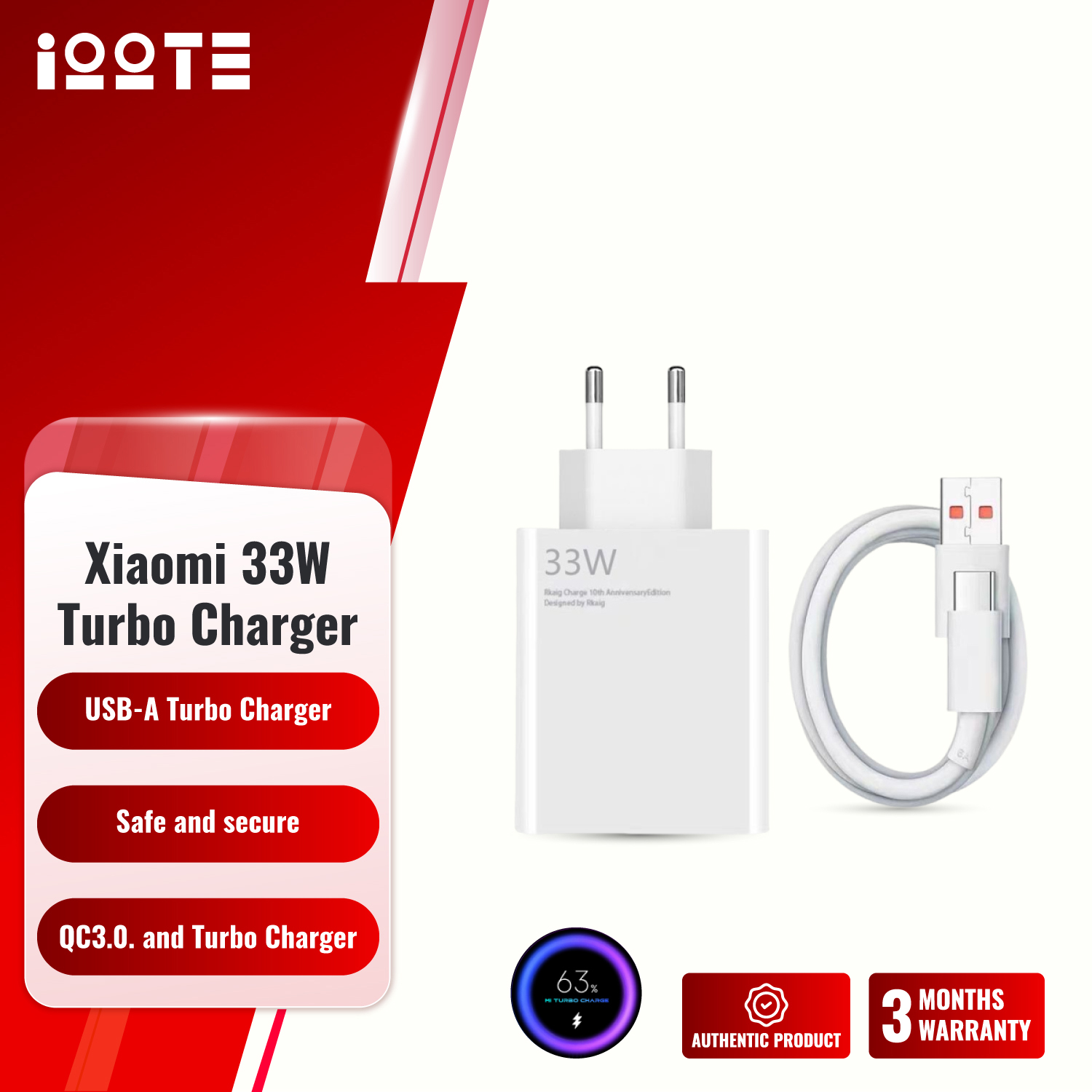 Xiaomi 33W  Turbo Fast Charger Adapter with Type C Cable Power Adapter Suit (MDY-11-EZ)  EU  iOOTEonline shop bangladeshothoba.com