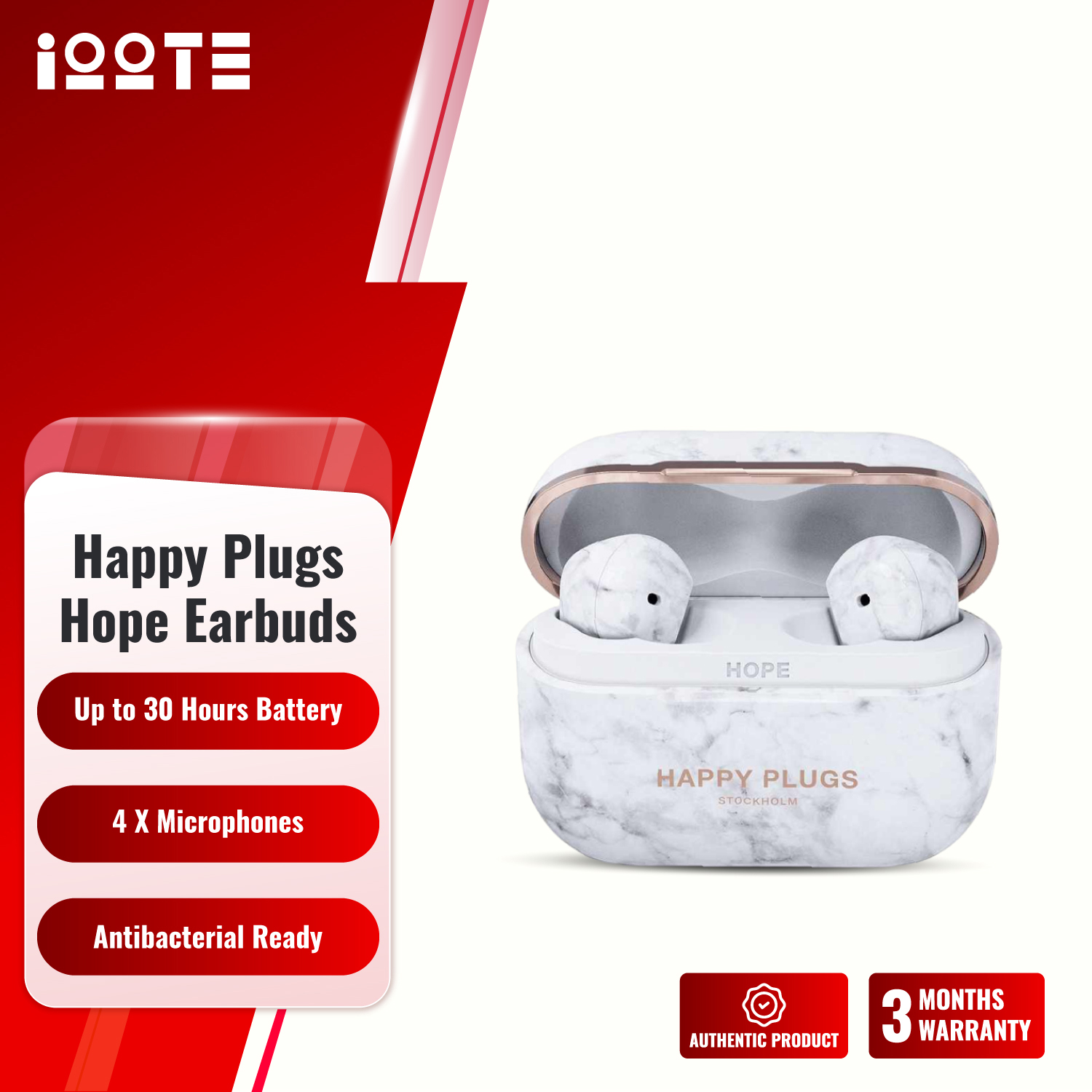 Happy Plugs Hope Antibacterial Wireless Earbuds White Marble Edition  iOOTEonline shop bangladeshothoba.com