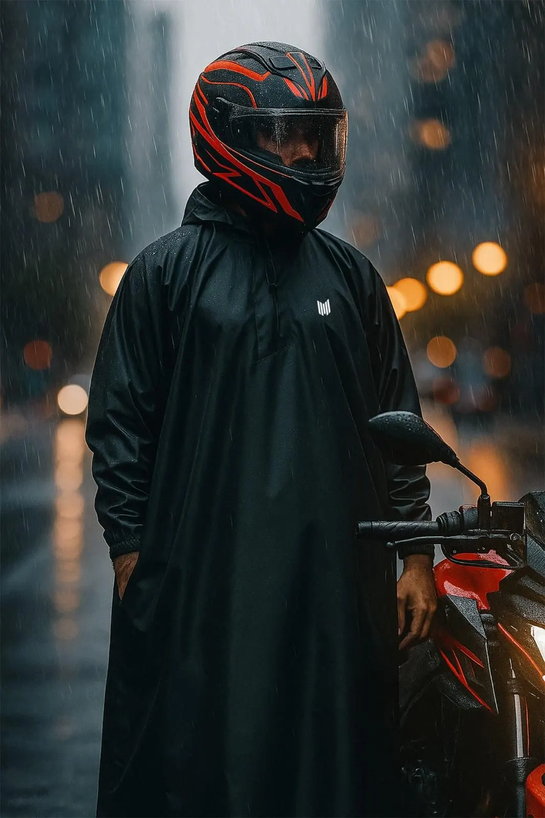 Picture of Gv waterproof outdoor raincoat Hooded sleeve waterproof poncho-Black