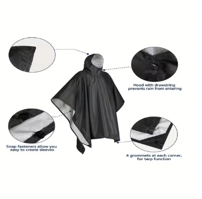Picture of Gv waterproof outdoor raincoat Hooded sleeve waterproof poncho-Black