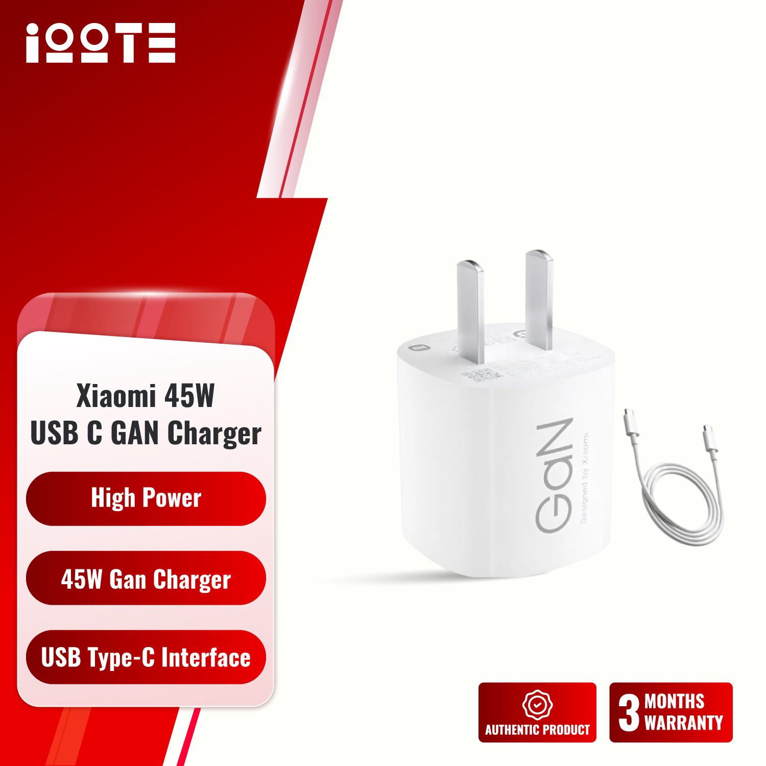 Xiaomi 45W USB-C GaN Charger [MDY-17-EA]  iOOTEonline shop bangladeshothoba.com