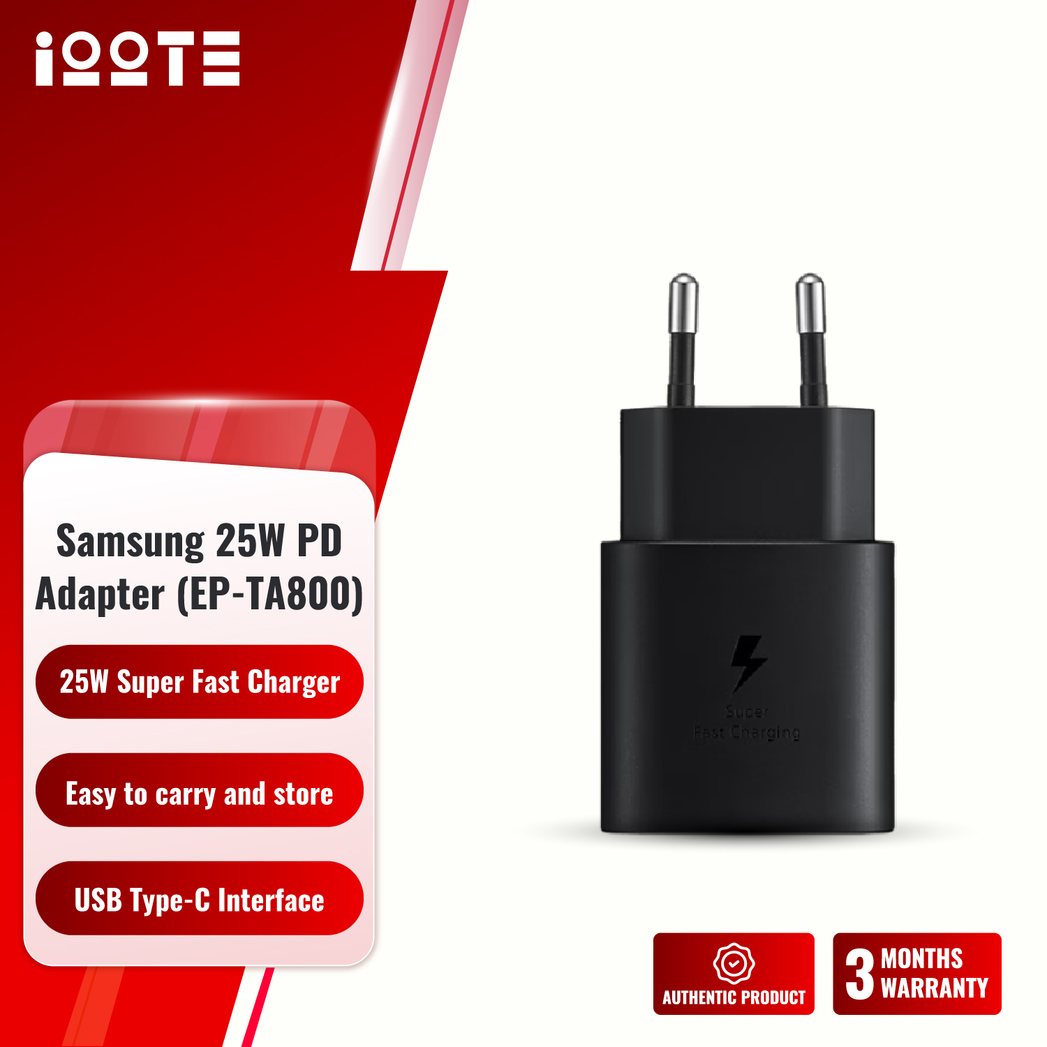 Samsung 25W PD Adapter USB-C EP-T2510 (2 Pin)  iOOTEonline shop bangladeshothoba.com