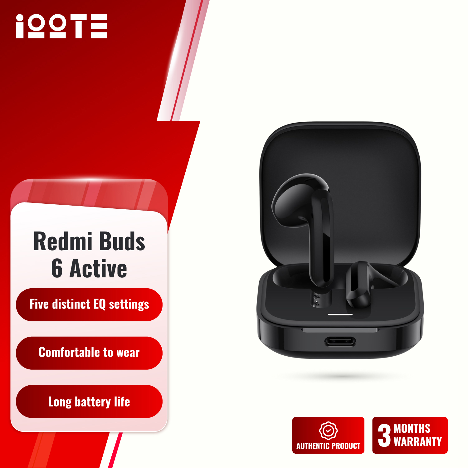 Xiaomi Redmi Buds 6 Active TWS || Wireless Headset Bluetooth 5.4 Earphone 30H Battery Life 5 Tuning Modes Headphone  iOOTEonline shop bangladeshothoba.com