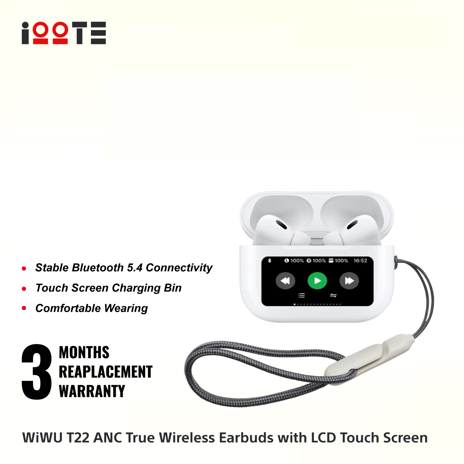 WiWU T22 ANC True Wireless Earbuds with LCD Touch Screen  iOOTEonline shop bangladeshothoba.com